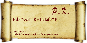 Pávai Kristóf névjegykártya
